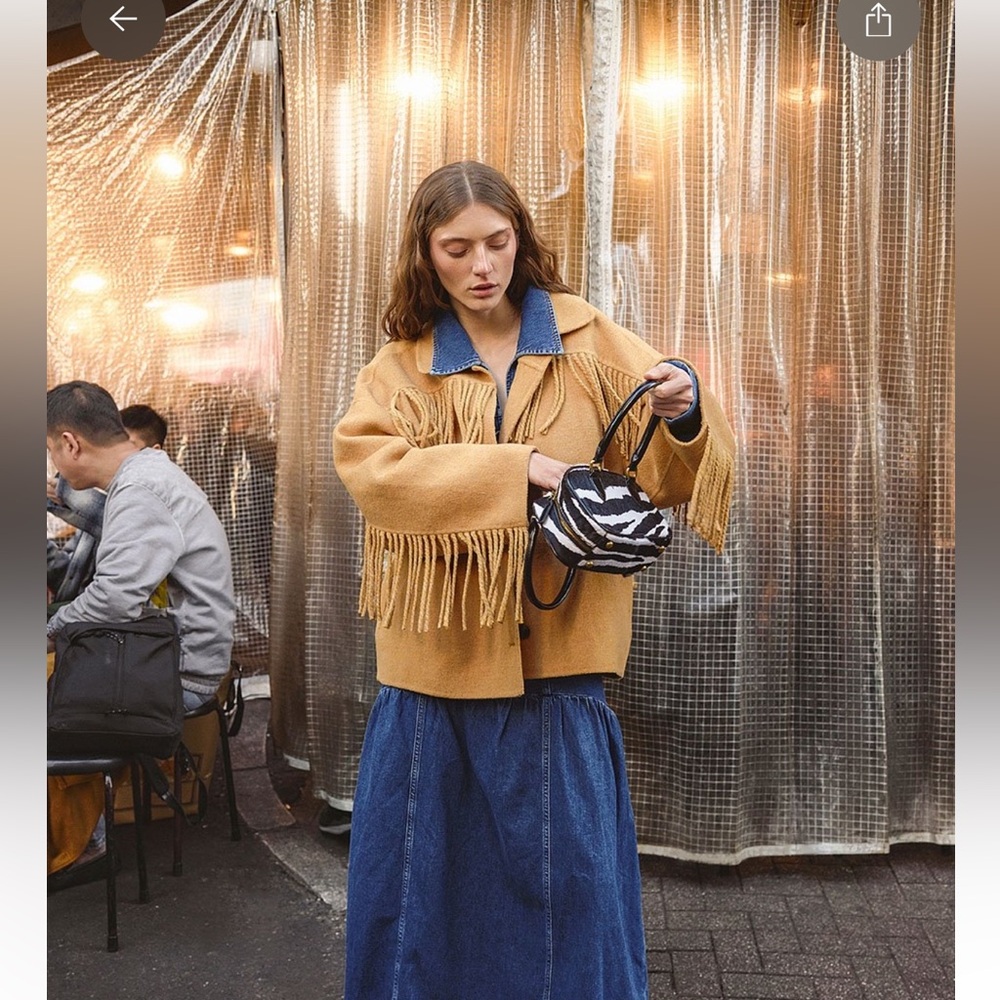 ISO NA-KD Fringe Detail Wool Blend Jacket - Picture 2 of 3